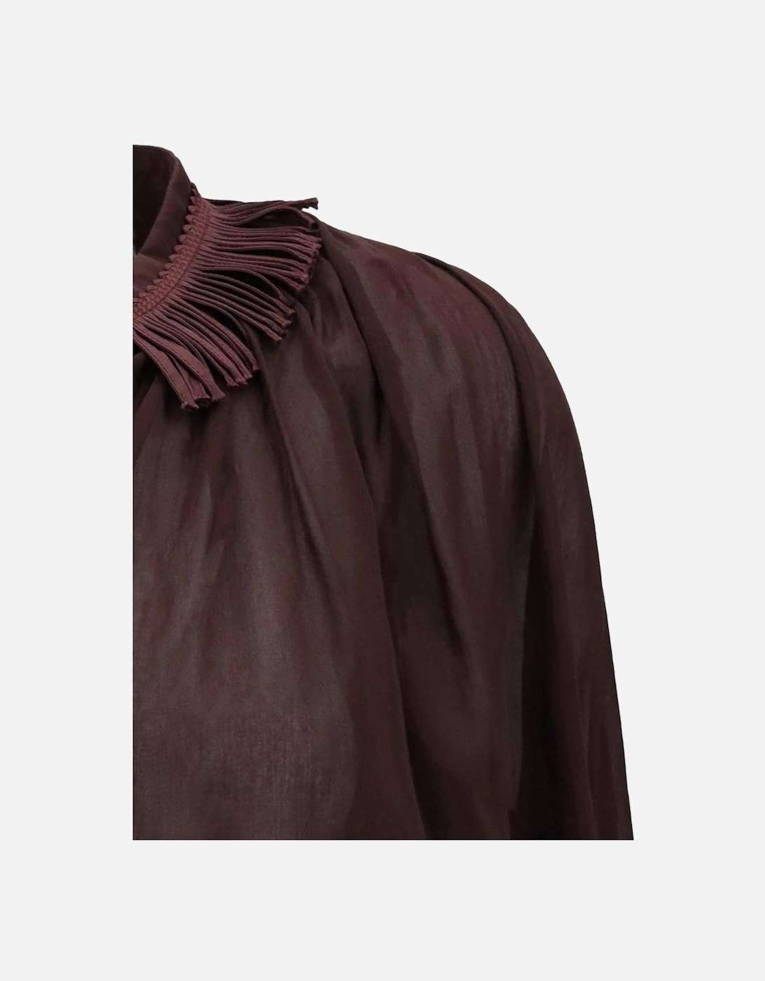 Fringed Collar Cotton Shirt with Button Closure Women - Purple
