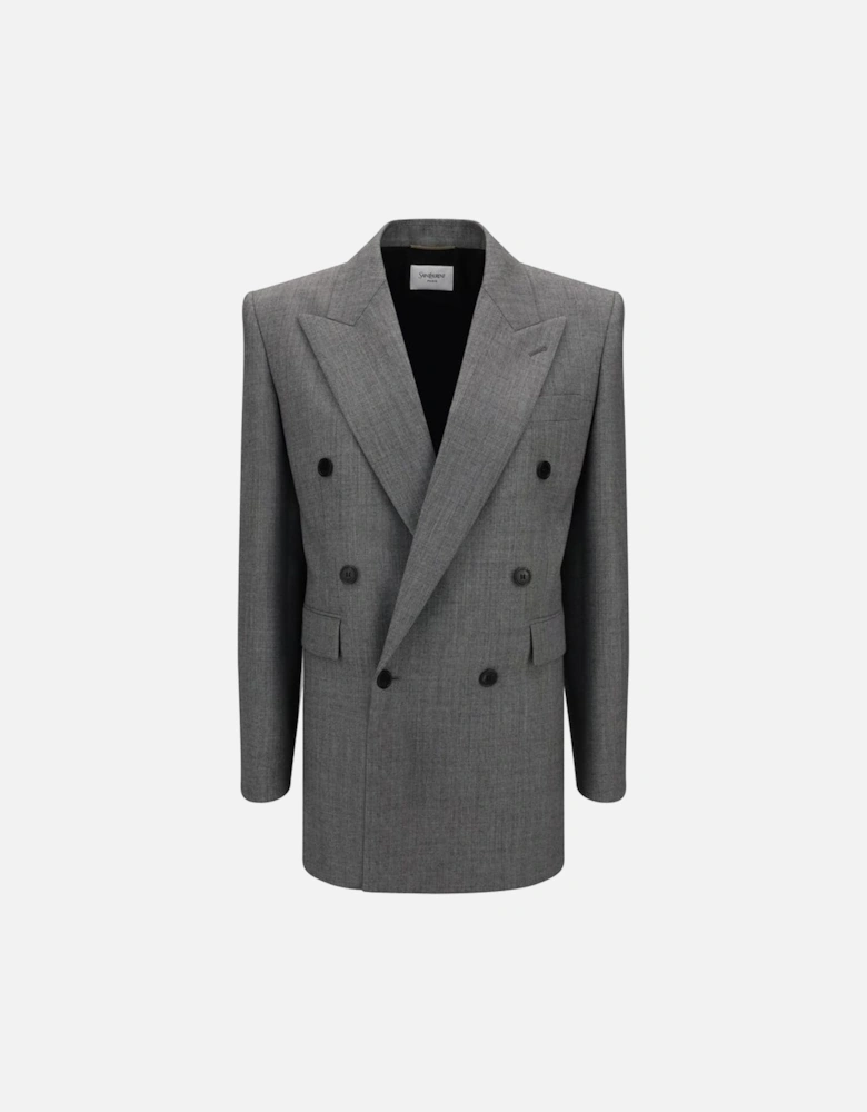 DoubleBreasted Relaxed Blazer Women - Gray Suits