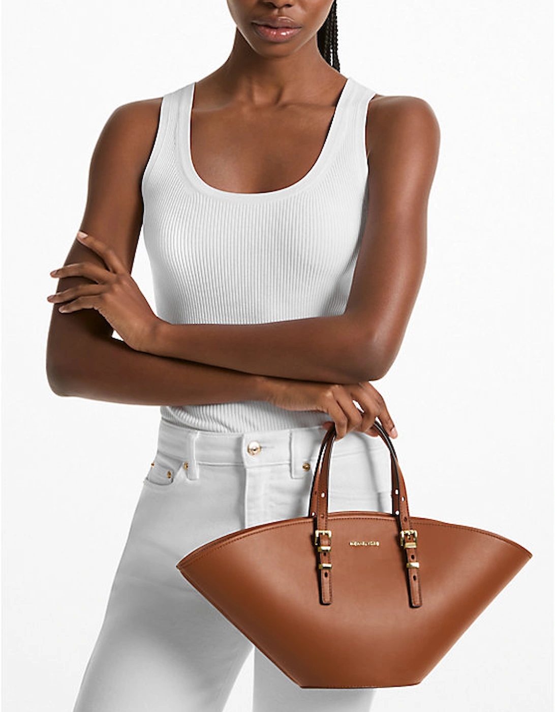 Isa Small Leather Fan Tote Bag, 2 of 1