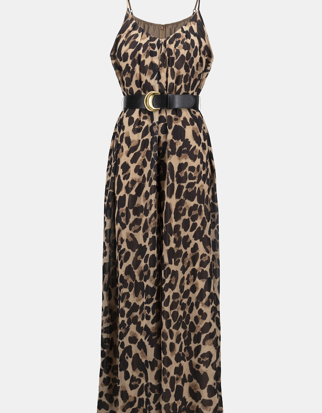 Chiffon animal print wide leg jumpsuit