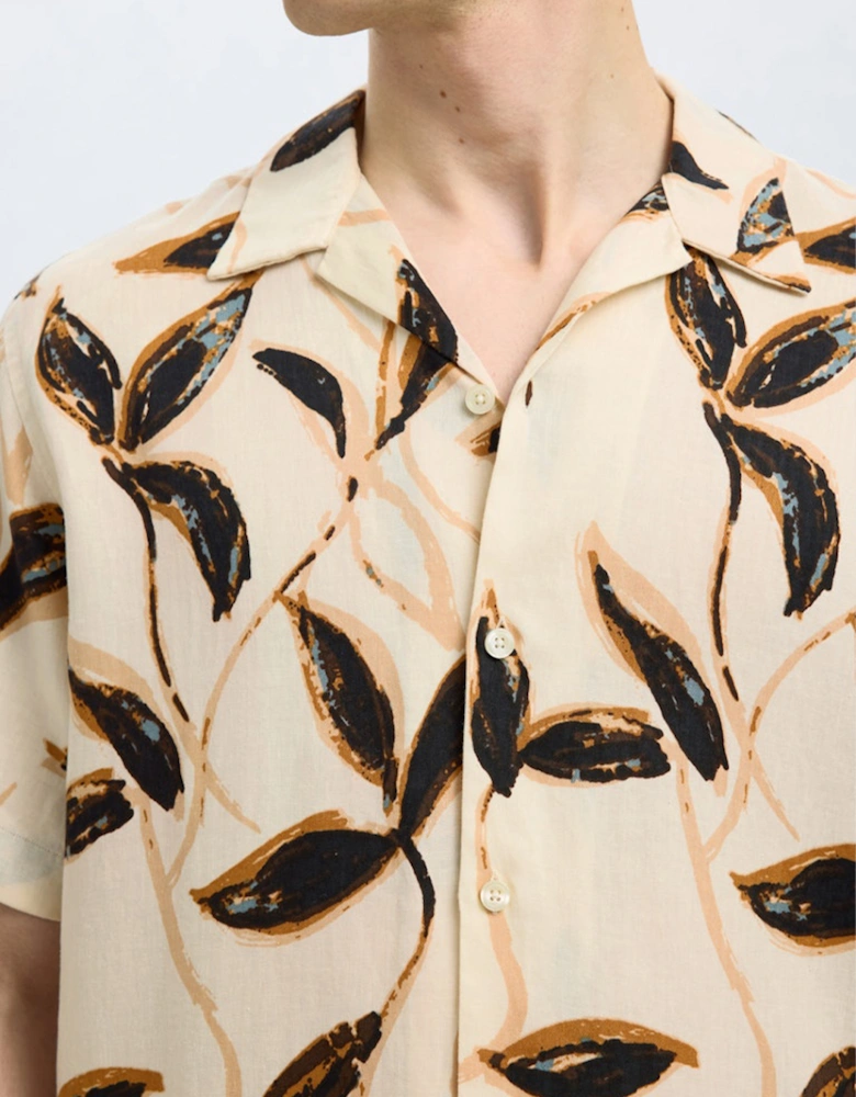Homme Noa Mix Short Sleeve Resort Shirt Egret Floral