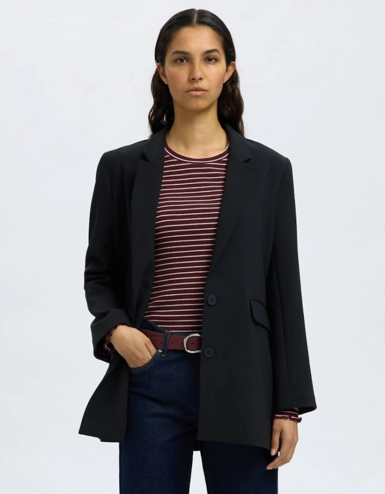 Femme Anna Long Sleeve Crew Neck Tee Fig with Snow White Stripes