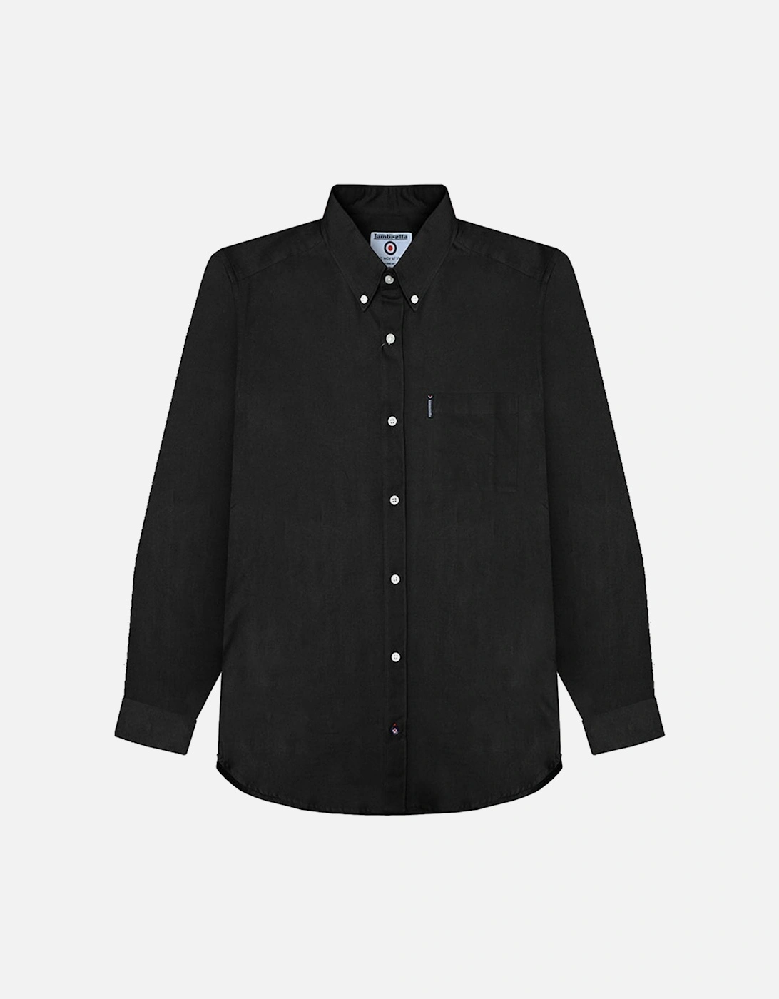 Mens Oxford Long Sleeve Button Down Collar Shirt - Black, 2 of 1