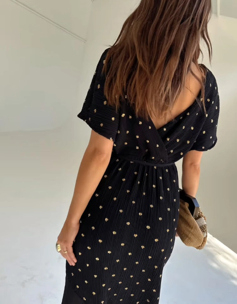 Black plisse dress