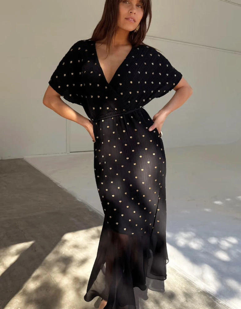 Black plisse dress