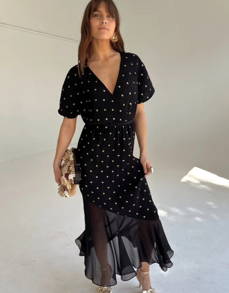 Black plisse dress