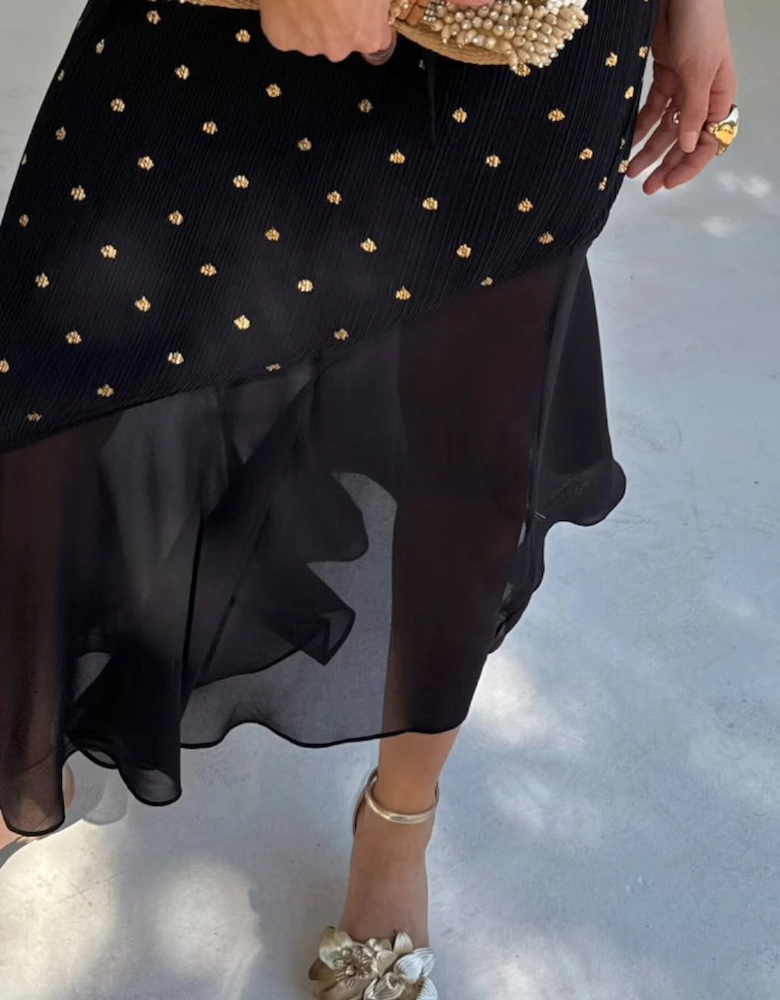 Black plisse dress