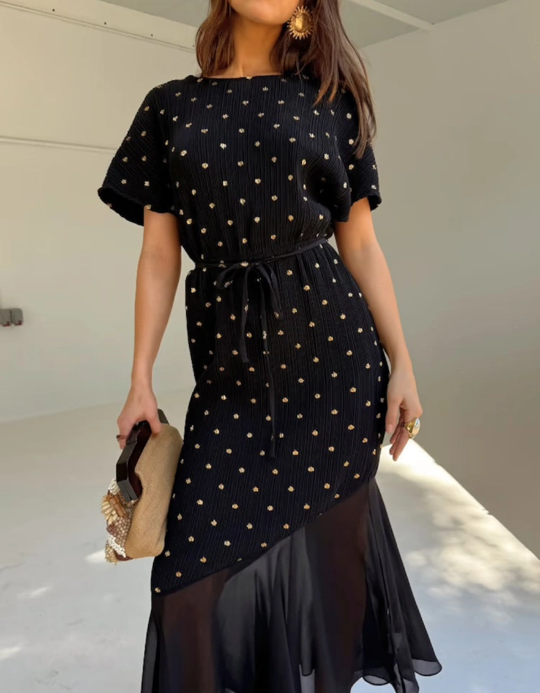 Black plisse dress