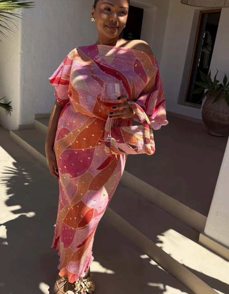 Pink abstract Tilly dress petite
