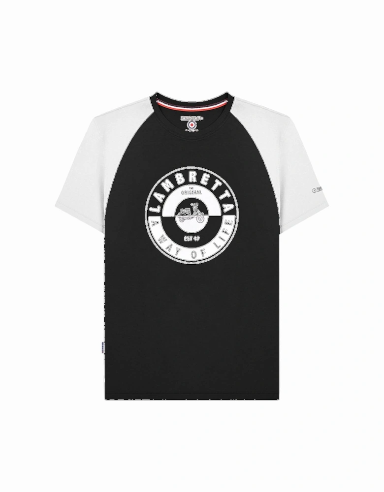 Mens Scooter Two Tone Crew Neck T-Shirt - Black/White