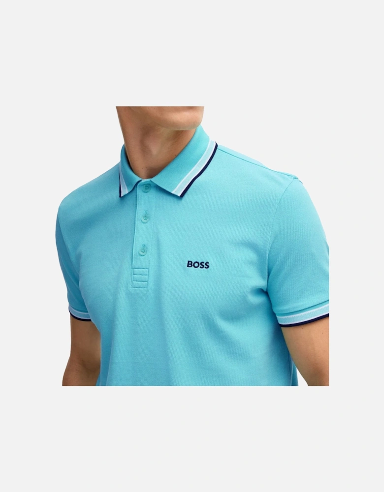 BOSS Paddy Piqué Polo Shirt Open Blue