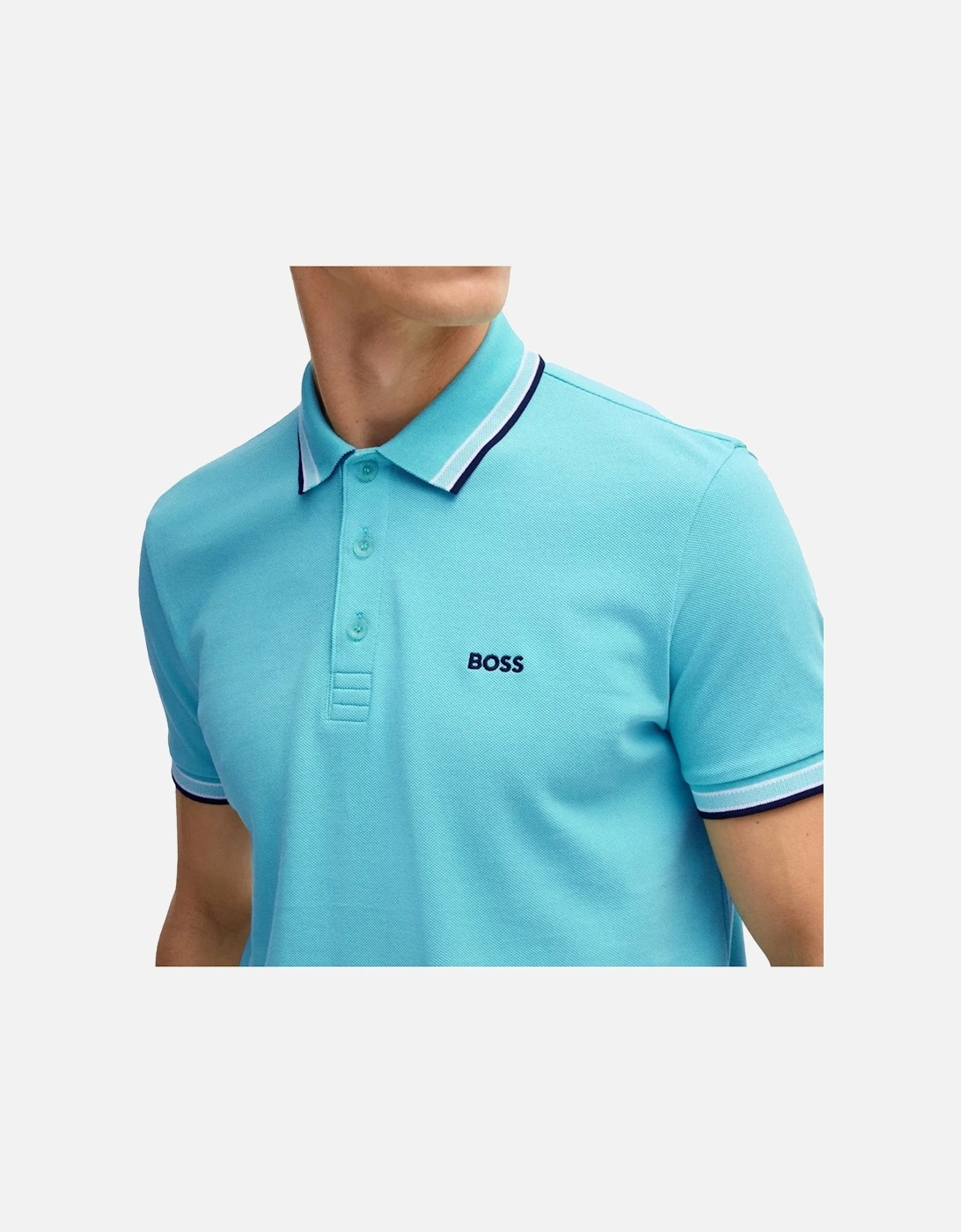 BOSS Paddy Piqué Polo Shirt Open Blue