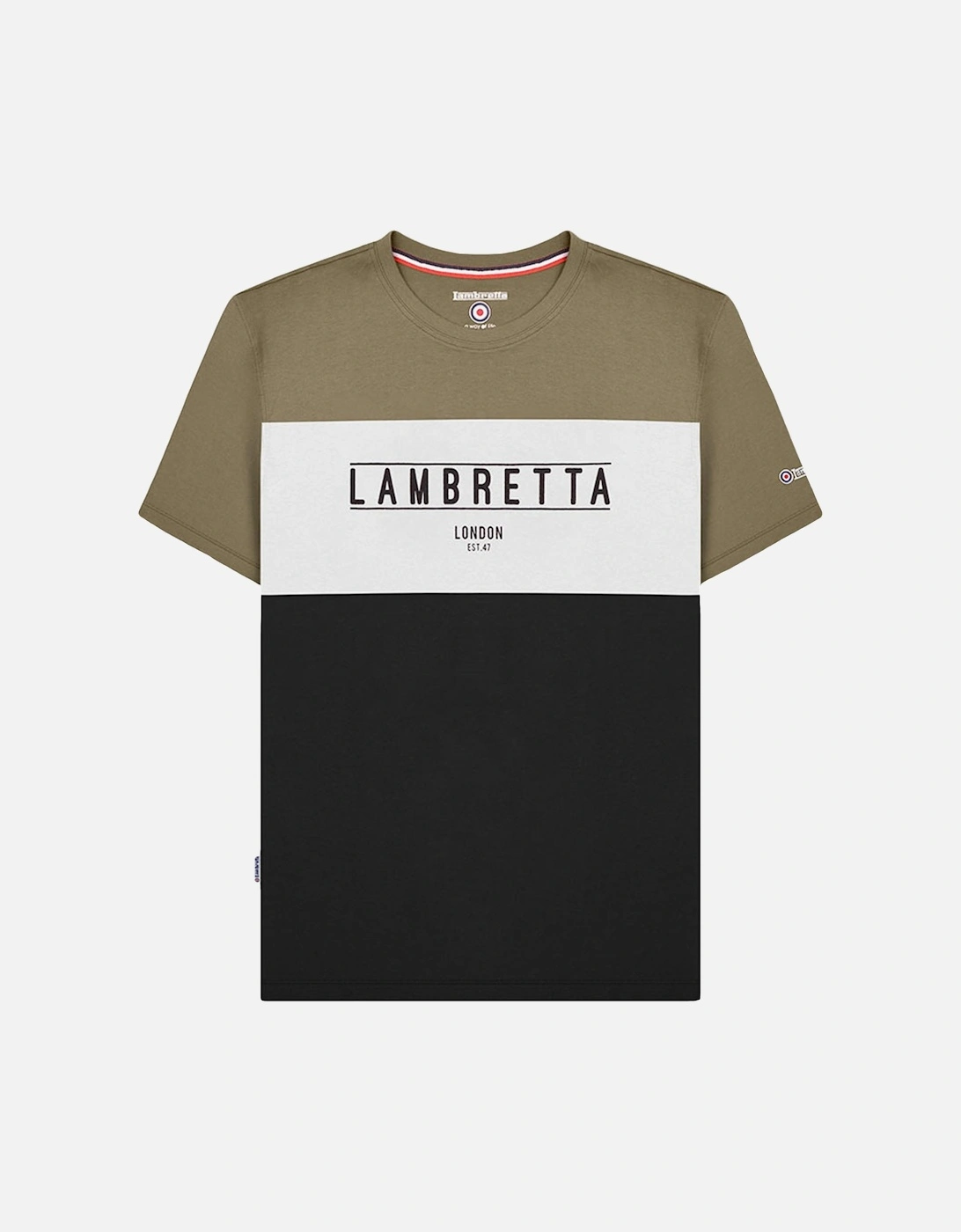 Mens Panel Crew Neck T-Shirt  - Khaki/Black, 2 of 1