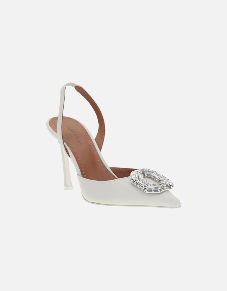 Camelia Leather Pumps with Jewel Applique Women - White