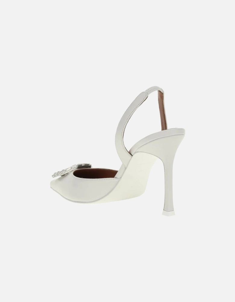 Camelia Leather Pumps with Jewel Applique Women - White