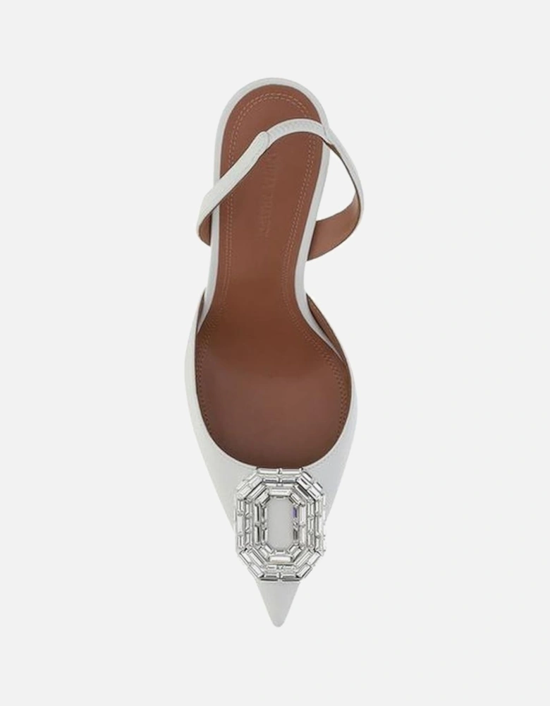 Camelia Leather Pumps with Jewel Applique Women - White