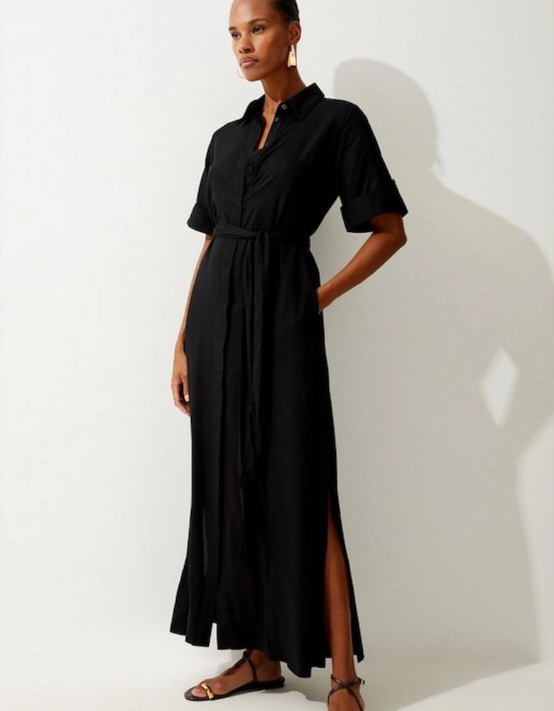Short Sleeve Viscose Woven Maxi Dress