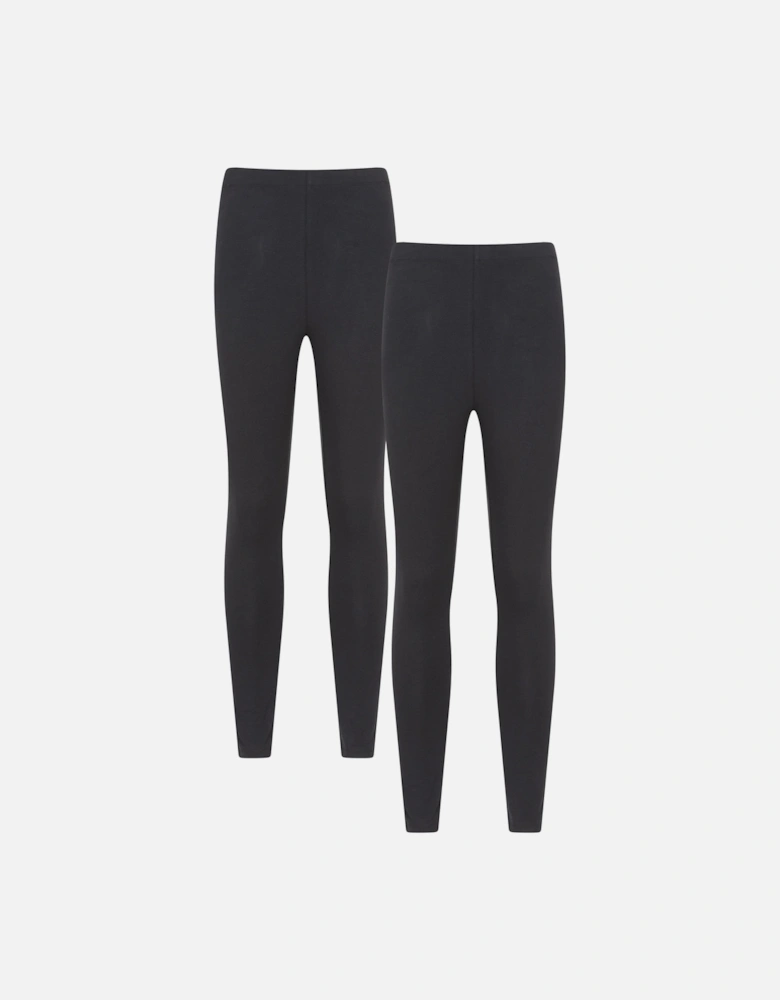 Womens/Ladies Cotton Blend Midweight Leggings (Pack of 2)