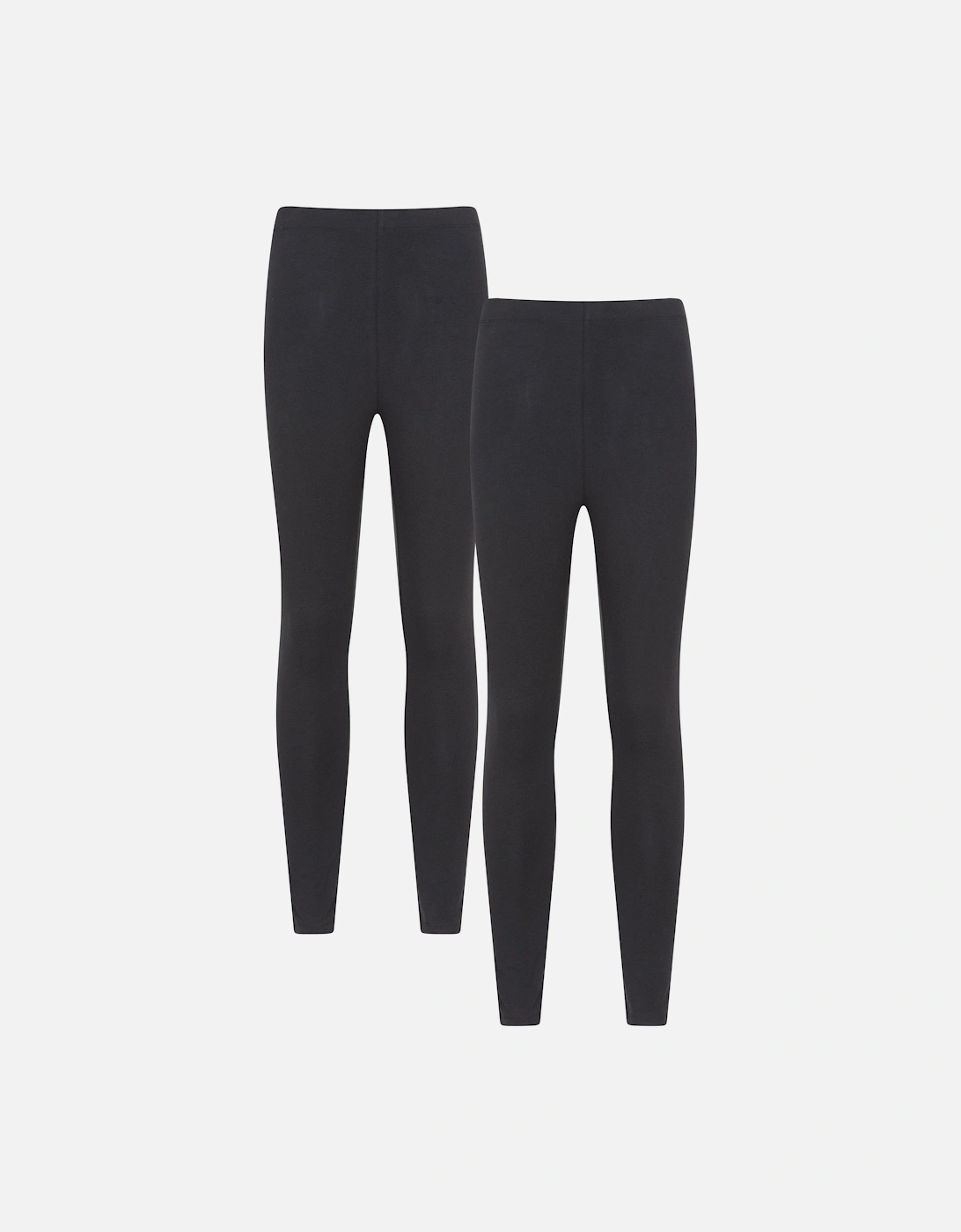 Mountain Warehouse Women's Black / Cotton Blend Midweight Leggings (Pack Of 2) - Size 16/32In