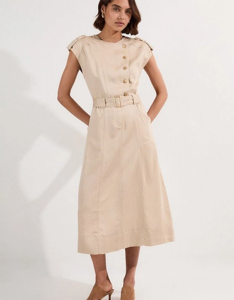 Soft Twill Relaxed Midi Dress