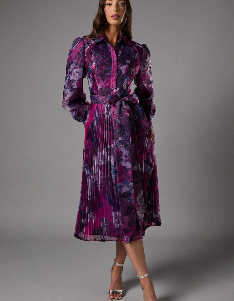 Organza Printed Shirt Dress