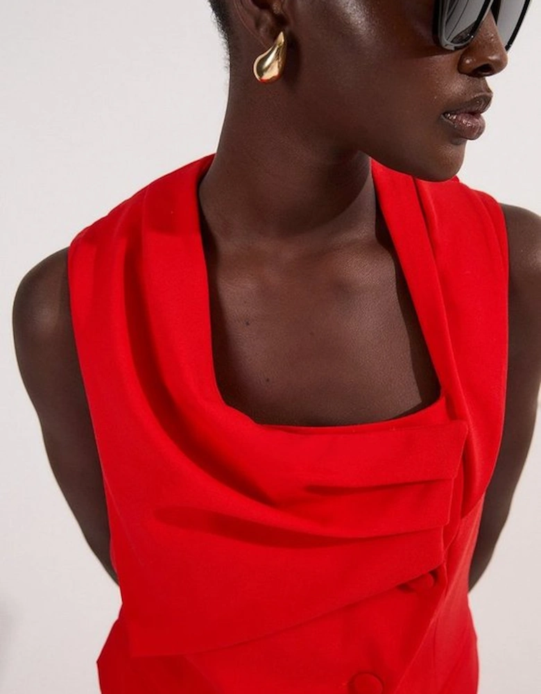 Tailored Drape Detail Sleeveless Jacket
