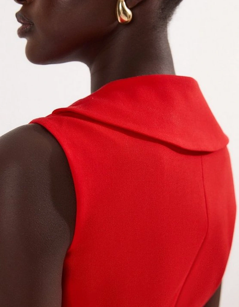 Tailored Drape Detail Sleeveless Jacket
