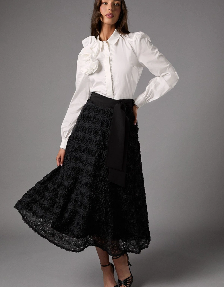 3D Flower Midi Skirt