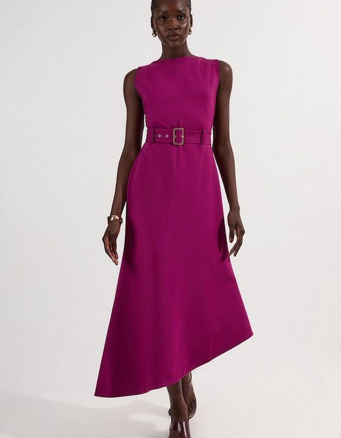 Asymmetric Hem Belted Ponte Dress, 4 of 3
