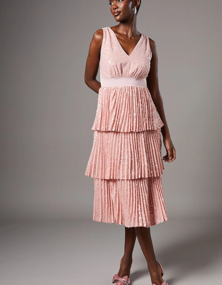 Sequin Tiered Midi Dress