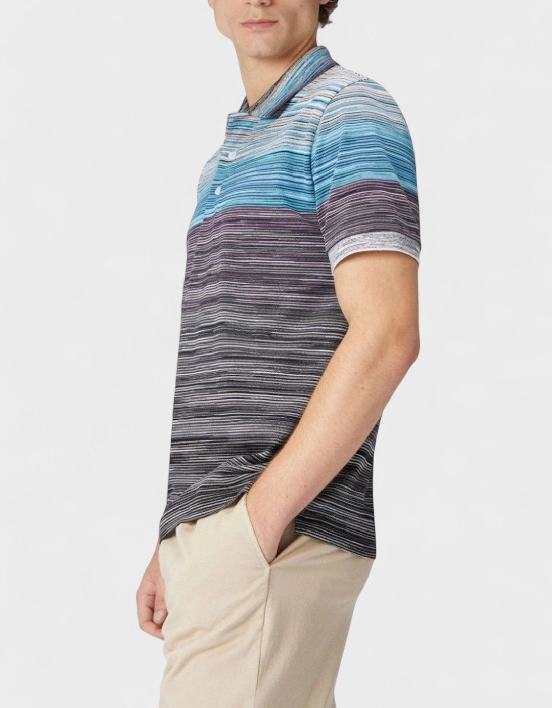 Space Dye Short Sleeve Polo Shirt Blue