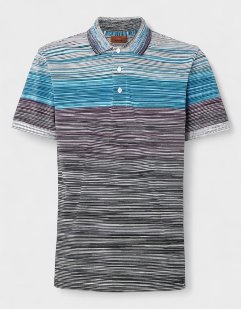 Space Dye Short Sleeve Polo Shirt Blue