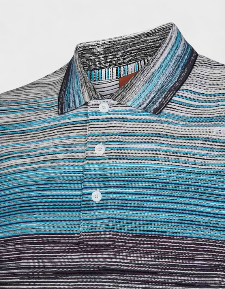 Space Dye Short Sleeve Polo Shirt Blue