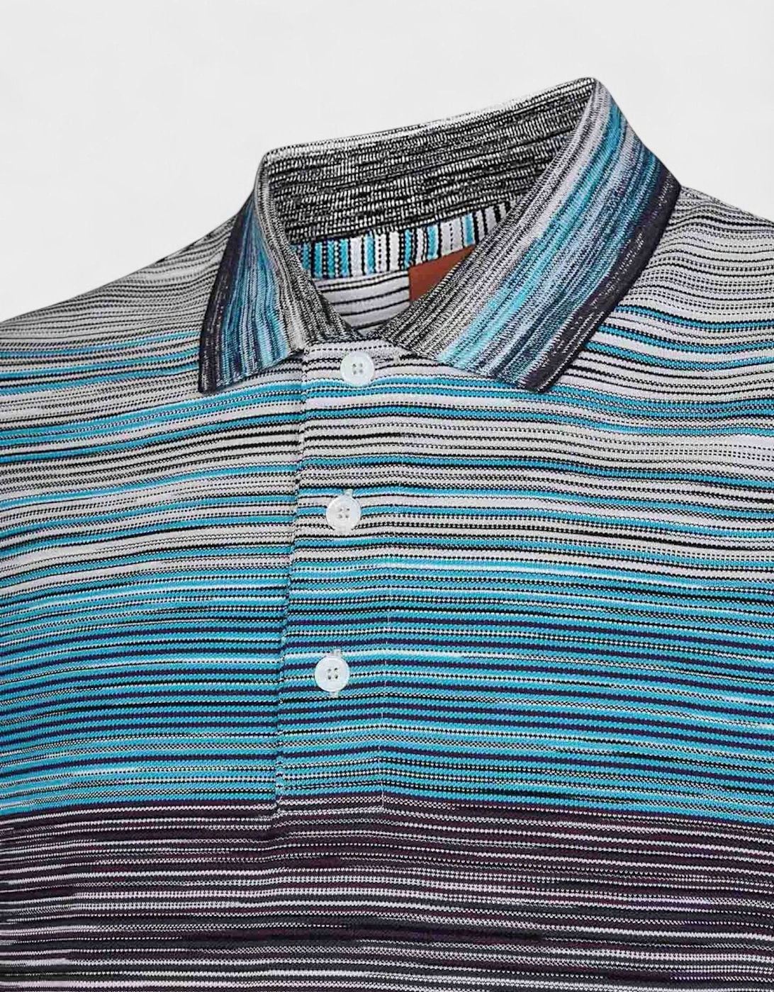 Space Dye Short Sleeve Polo Shirt Blue