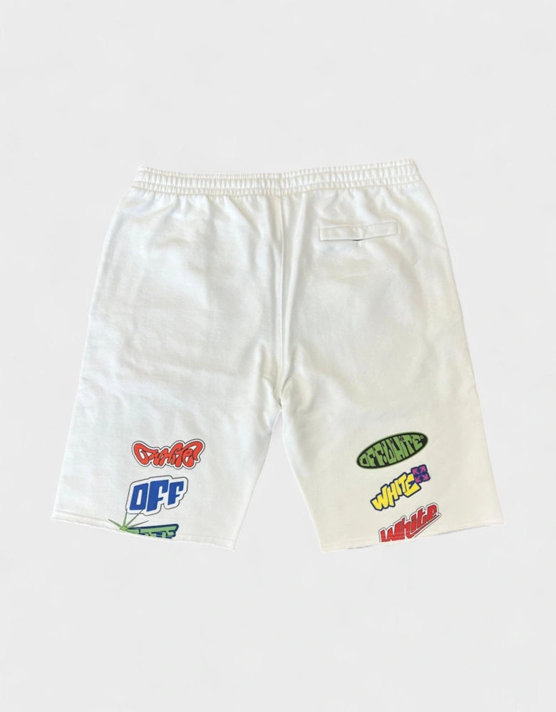 Arrow Sticker Sweatshorts White