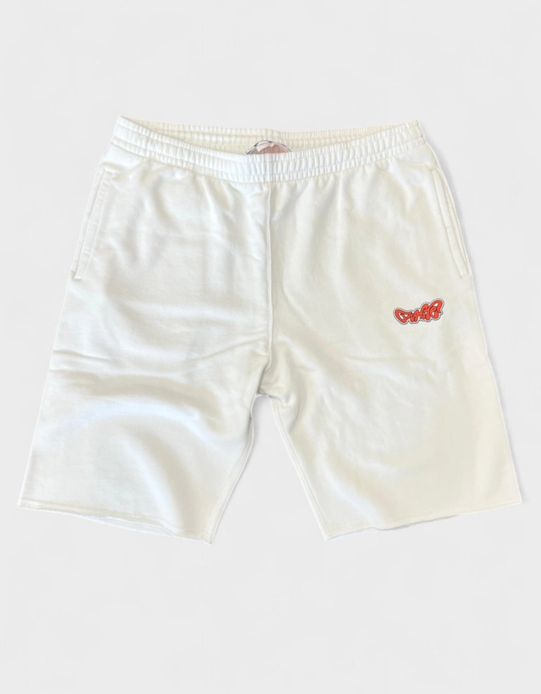 Arrow Sticker Sweatshorts White
