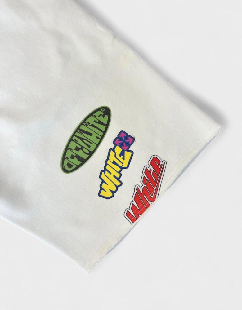 Arrow Sticker Sweatshorts White