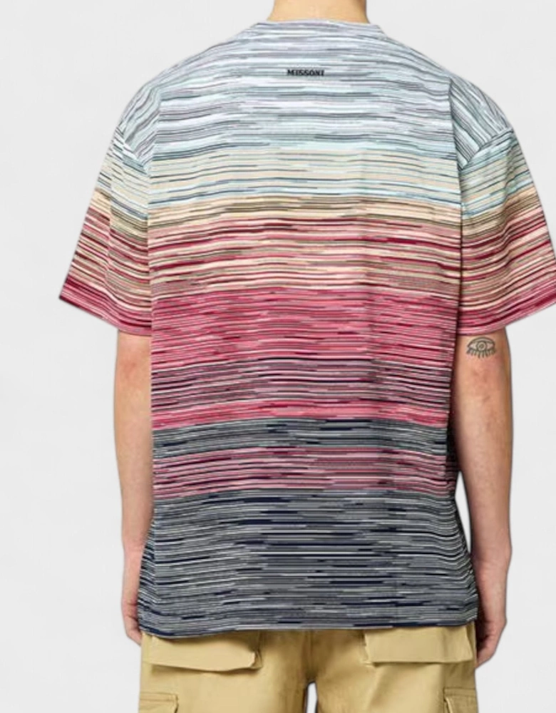 Space Dye Cotton T Shirt Blue Red
