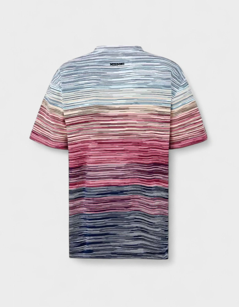 Space Dye Cotton T Shirt Blue Red