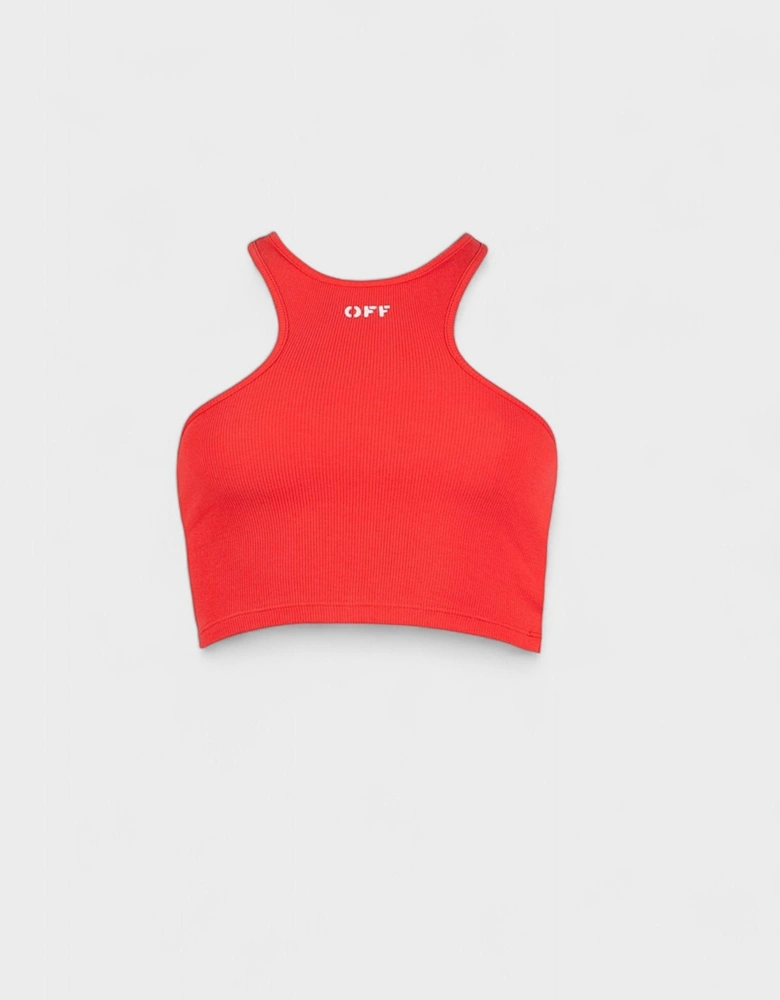 Off Stamp Ribbed Rowing Top Red