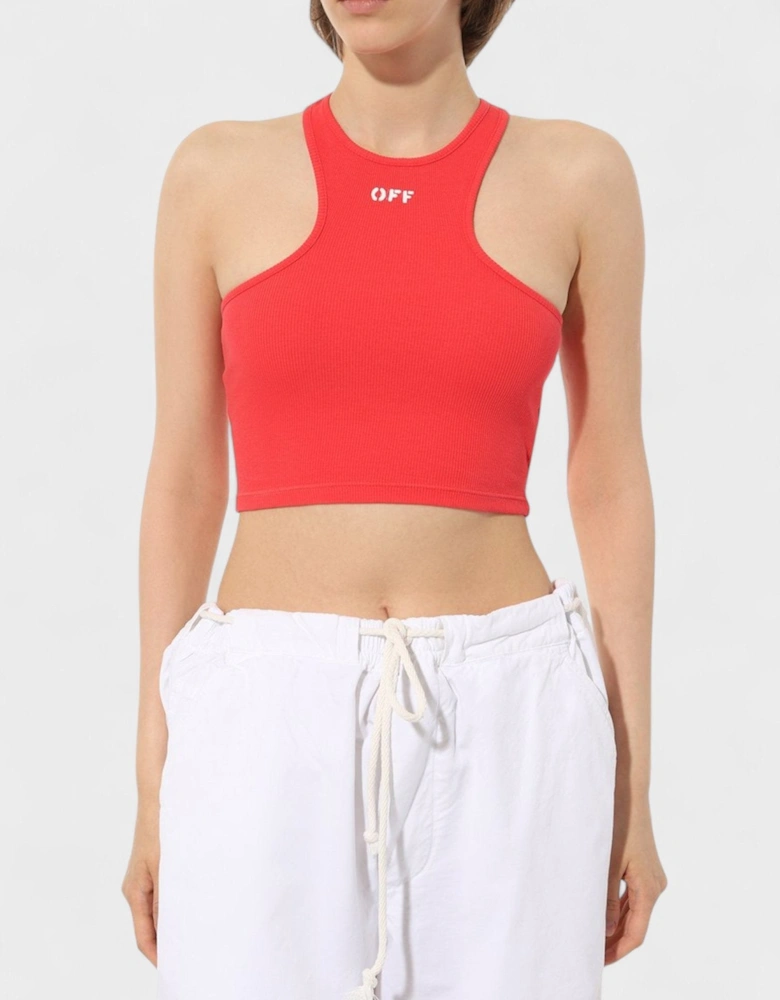 Off Stamp Ribbed Rowing Top Red
