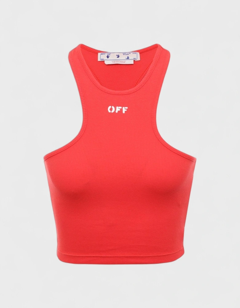 Off Stamp Ribbed Rowing Top Red