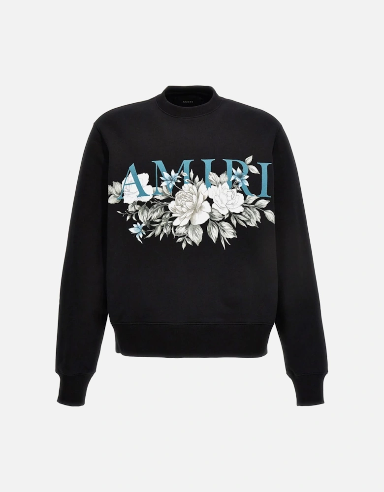 FLORAL CREW NECK SWEATSHIRT BLACK