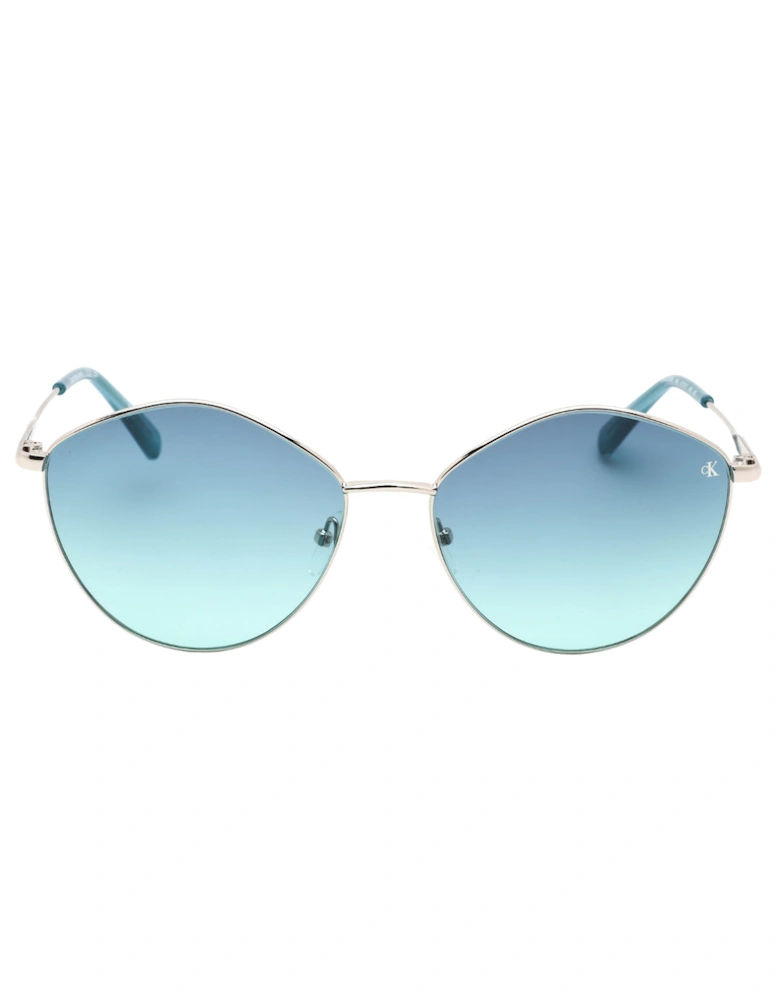 Blue Gradient Lensed Silver Sunglasses