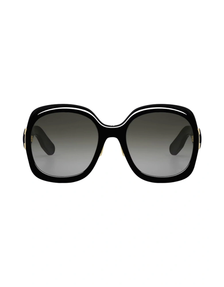 Lady Shiny Black Frame Smoke Grey Lens Sunglasses