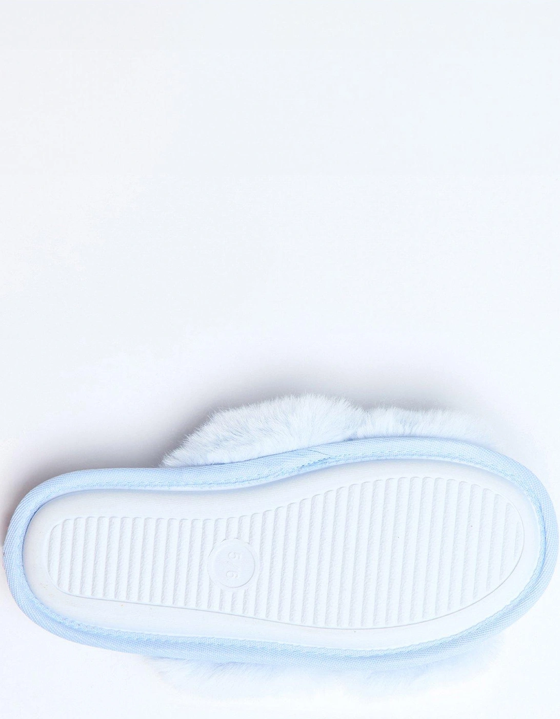 Floral Embroidered Crossband Slippers - Powder - Blue