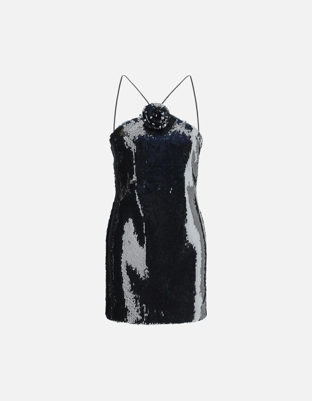Sequin Mini Dress with 3D Rose and Lace Closure Women - Black Dresses, 4 of 3