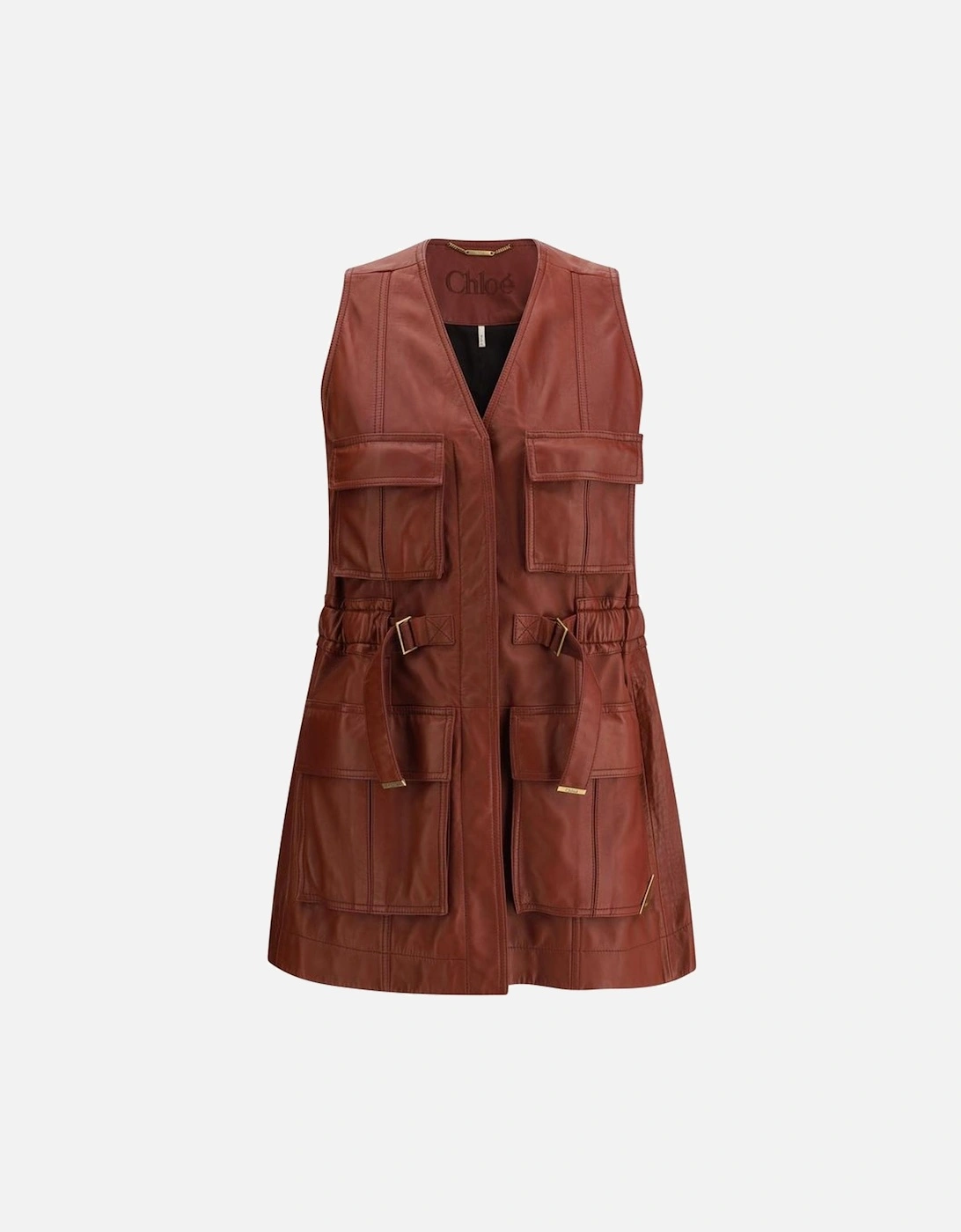 Leather Vest with Tailored Details and Metal Accents Women - Bordeaux, 4 of 3