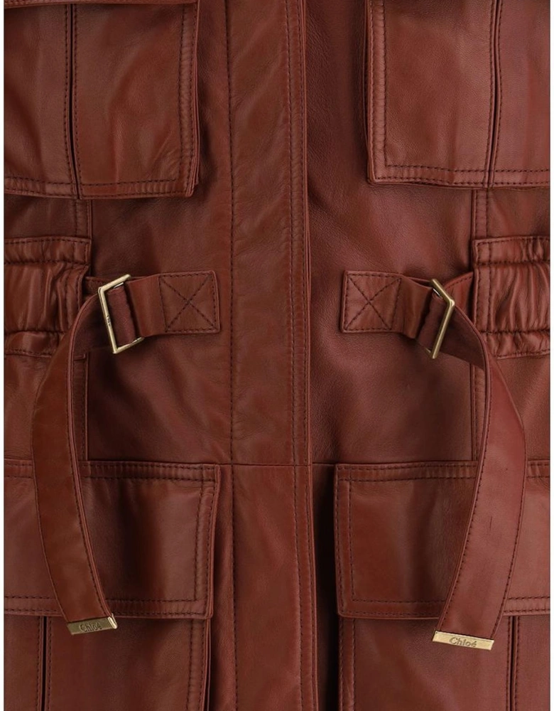 Leather Vest with Tailored Details and Metal Accents Women - Bordeaux