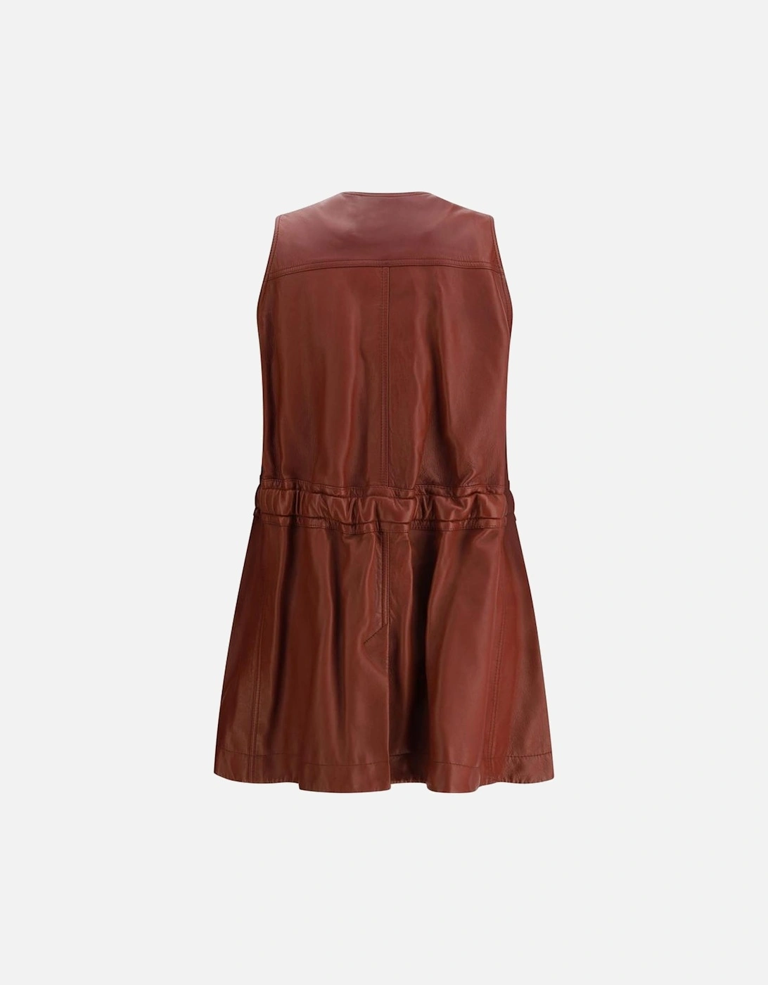 Leather Vest with Tailored Details and Metal Accents Women - Bordeaux
